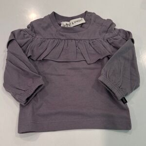 Sproet & Sprout Baby Girl Organic Cotton Ruffle Top Purple Mauve 3M NWT W22-310